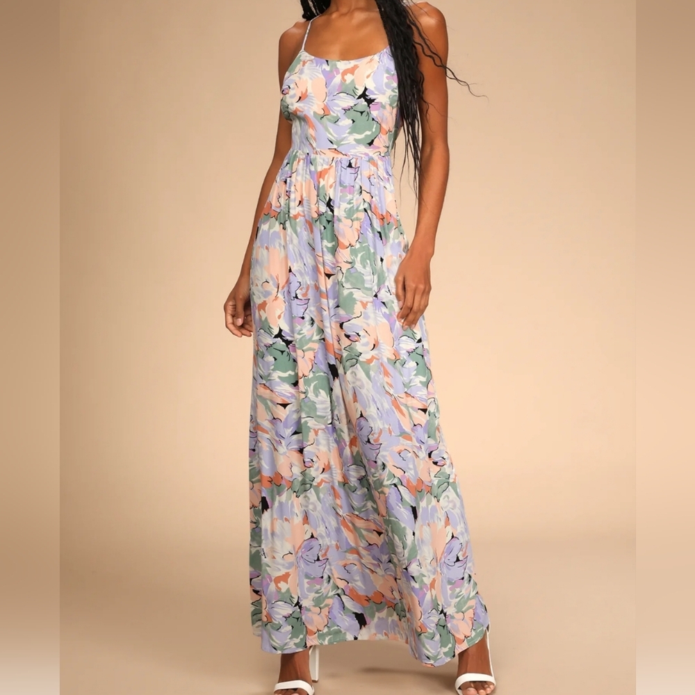 Ivory Multi Floral Print Sleeveless Maxi Dress